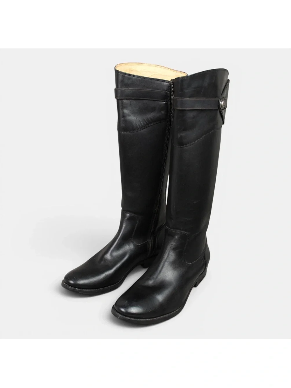 Frye Molly Button Knee High Boots Riding Tall Equestrian Zipper Booties 9.5B BLK